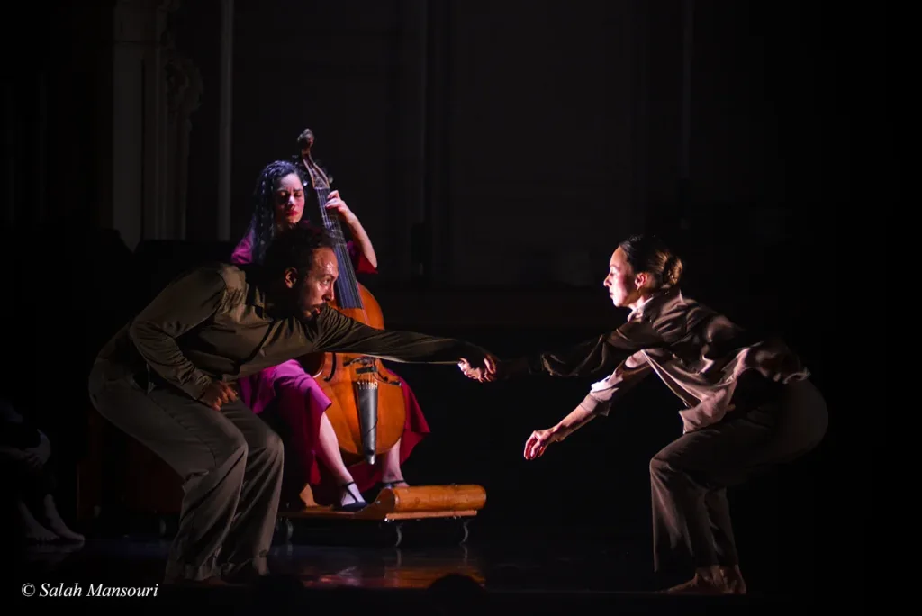 Concert Clash Phénix de Mourad Merzouki, dans la salle Gaveau à Paris avec la Compagnie Kafig et Lucile Boulanger à la viole de gambe